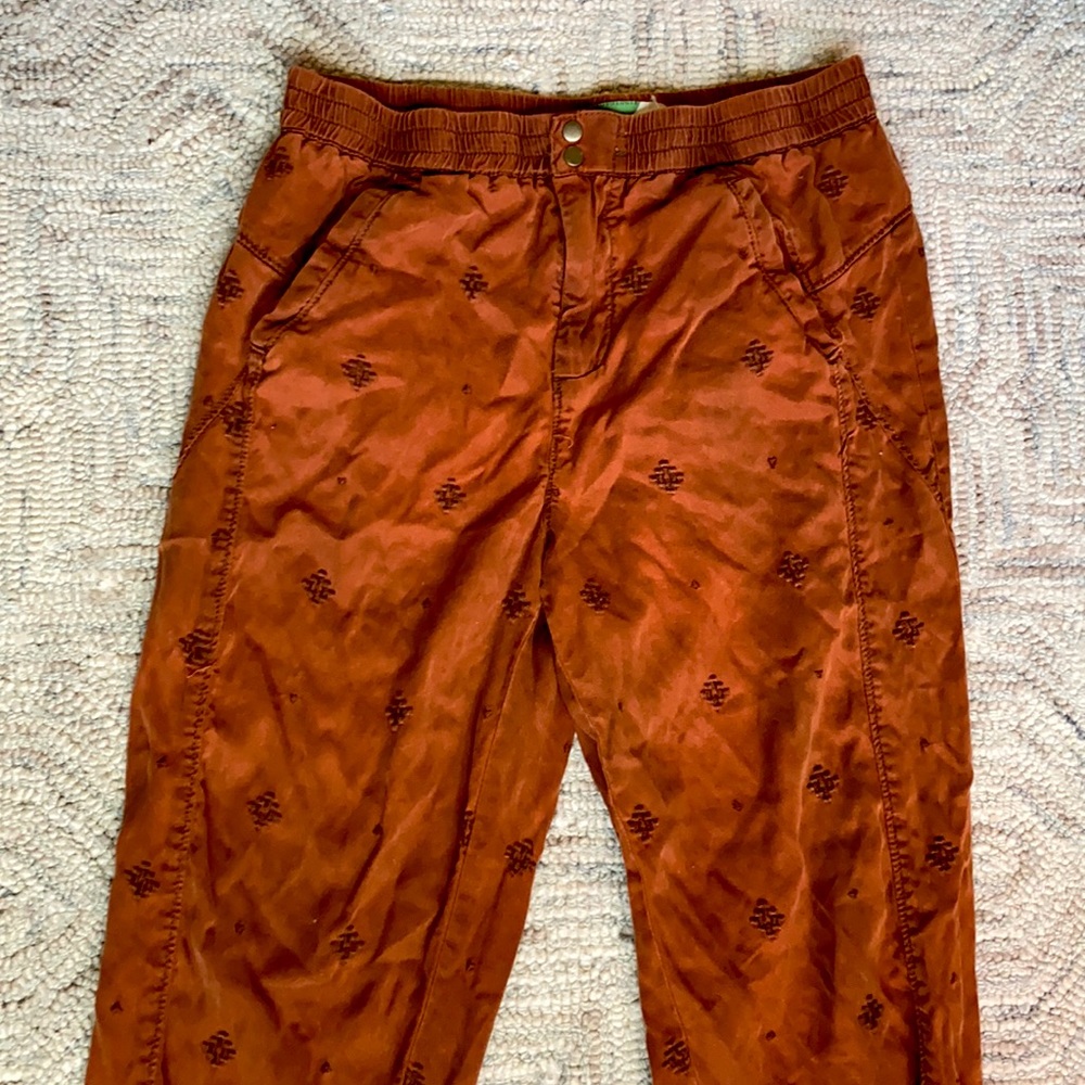 Terracotta Embroidered Anthropology Pants